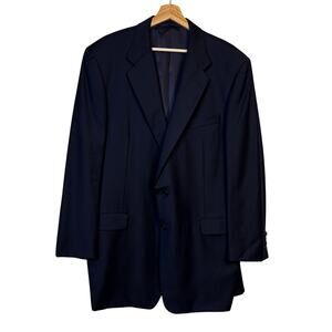 Hickey Freeman by Loro Piana Tasmanian super 120s Wool Blazer Sz 46Long Navy